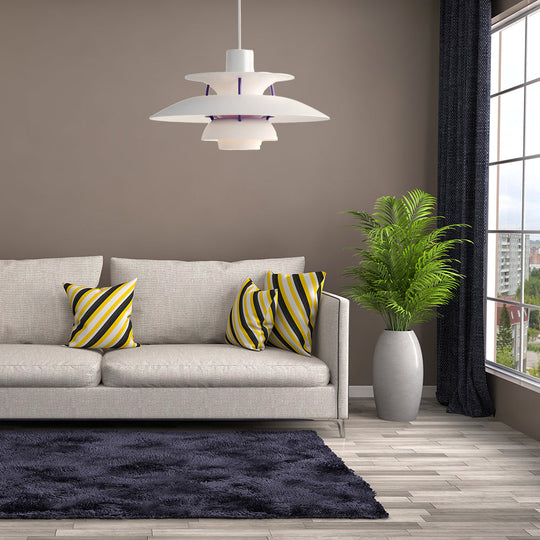 Macaron Style 3-Layer Pendant Light With Flared Shade - Aluminum 1 Black/Gray