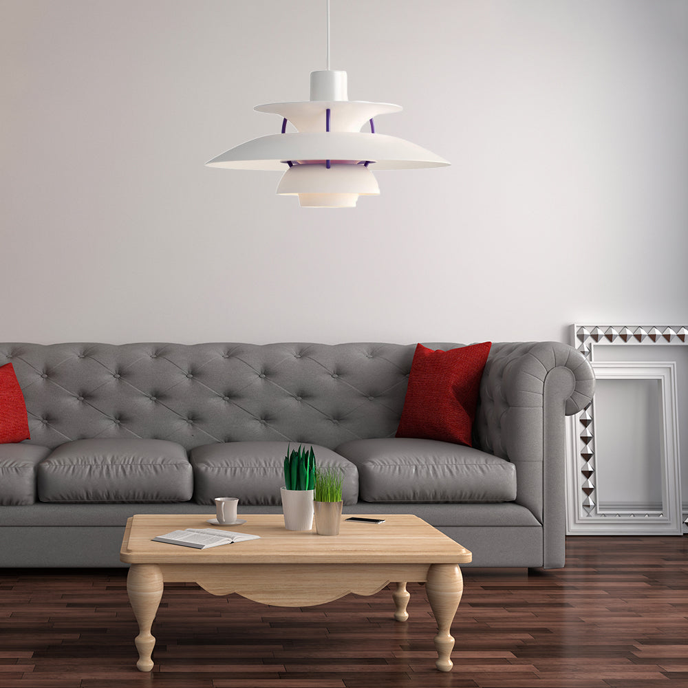 Macaron Style Aluminum Pendant Light With Flared Shade - 3 Layers 1 Black/Gray 12’/16’ Wide