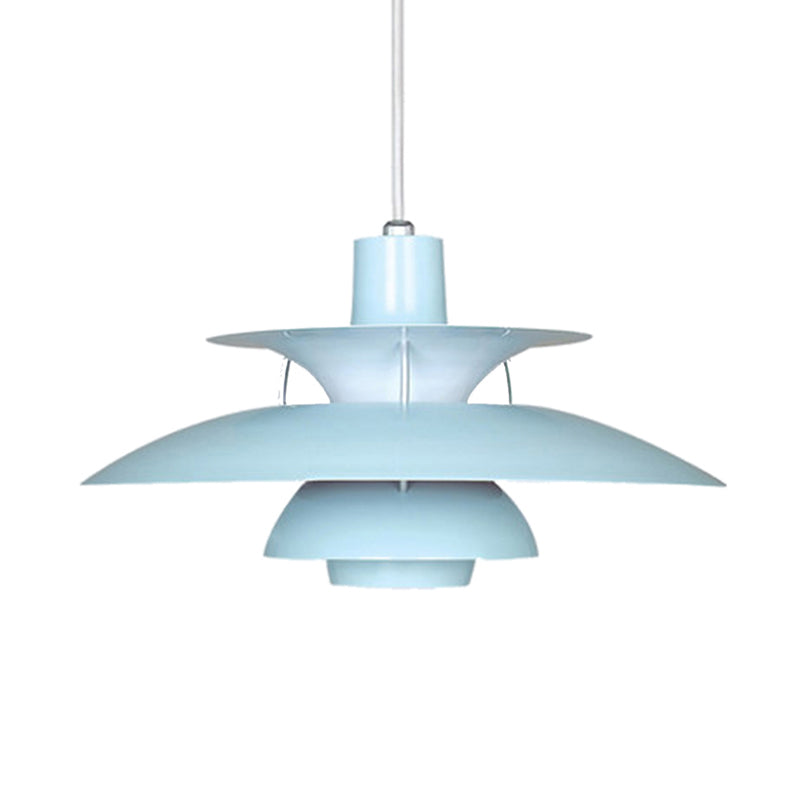 Macaron Style Aluminum Pendant Light With Flared Shade - 3 Layers 1 Black/Gray 12’/16’ Wide