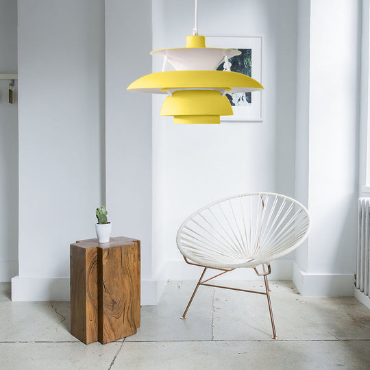 Macaron Style Aluminum Pendant Light With Flared Shade - 3 Layers 1 Black/Gray 12’/16’ Wide