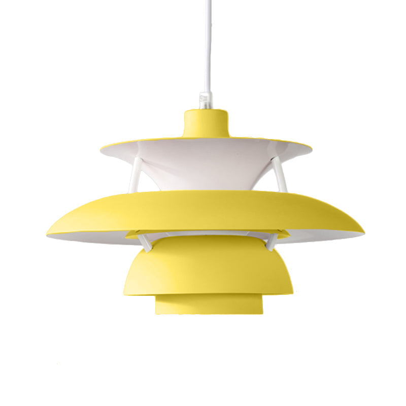 Macaron Style Aluminum Pendant Light With Flared Shade - 3 Layers 1 Black/Gray 12’/16’ Wide