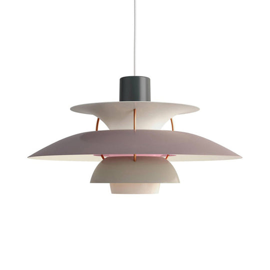 Macaron Style Aluminum Pendant Light With Flared Shade - 3 Layers 1 Black/Gray 12’/16’ Wide