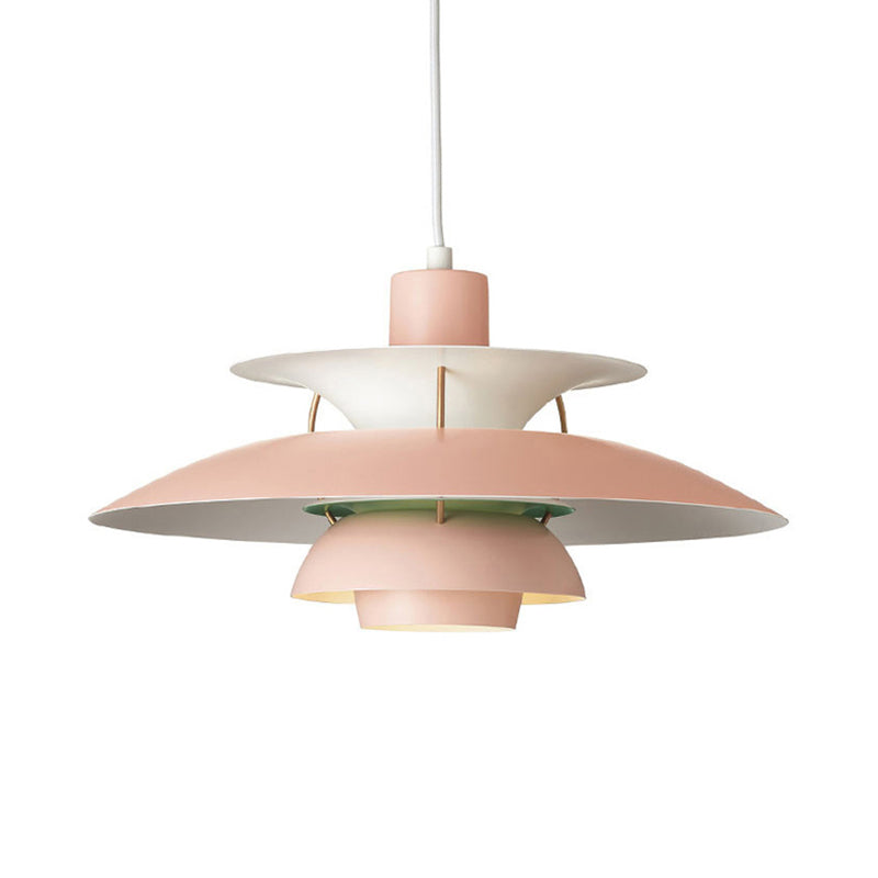 Macaron Style 3-Layer Pendant Light With Flared Shade - Aluminum 1 Black/Gray