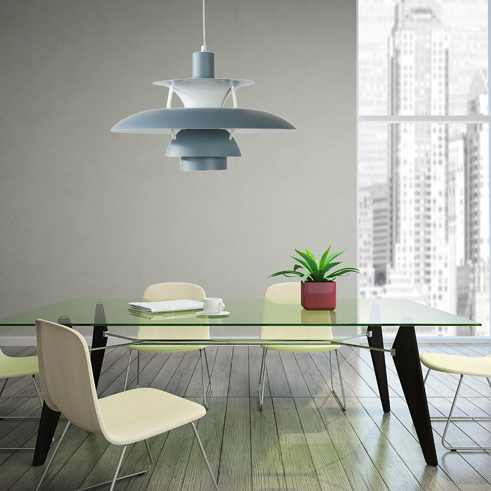 Macaron Style 3-Layer Pendant Light With Flared Shade - Aluminum 1 Black/Gray