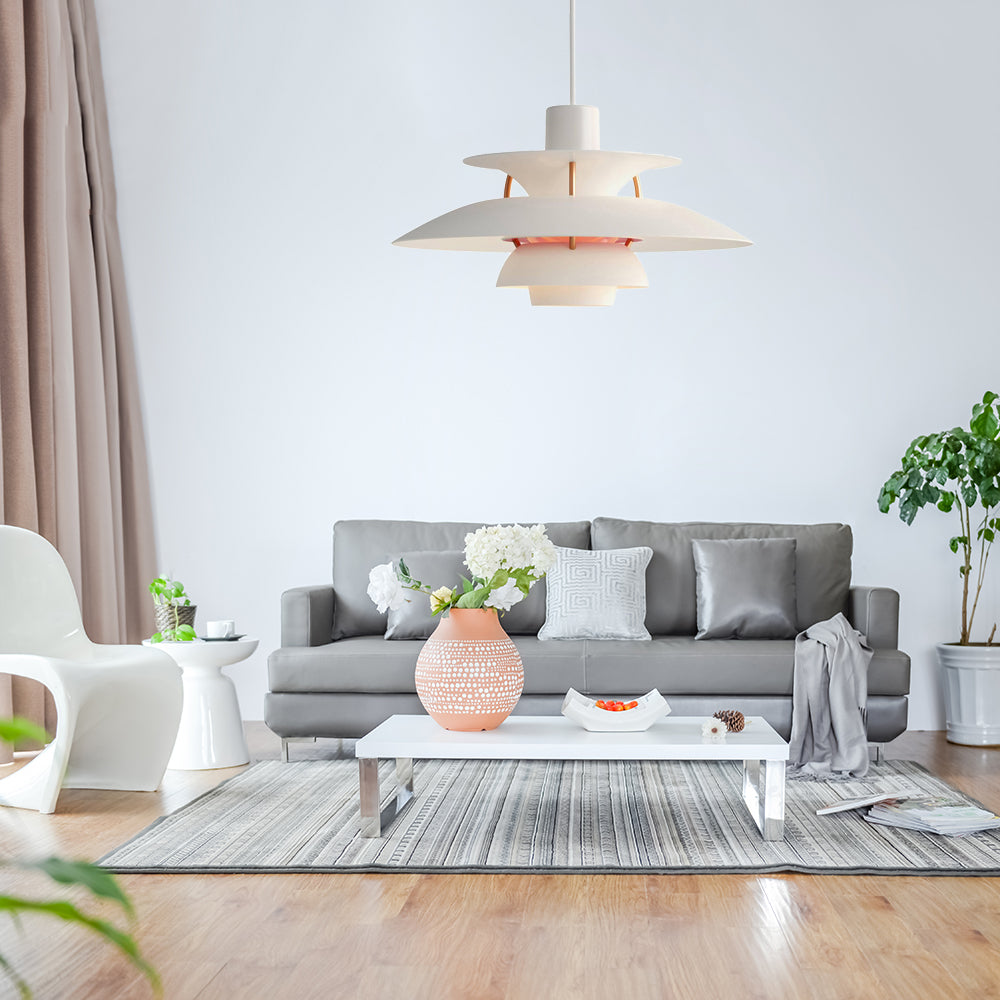 Macaron Style 3-Layer Pendant Light With Flared Shade - Aluminum 1 Black/Gray White-Gold / 12