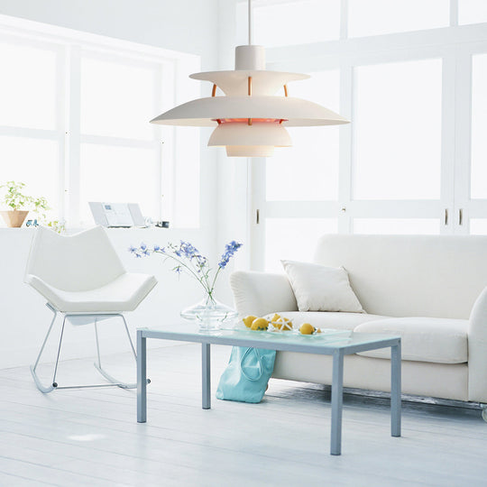 Macaron Style Aluminum Pendant Light With Flared Shade - 3 Layers 1 Black/Gray 12’/16’ Wide