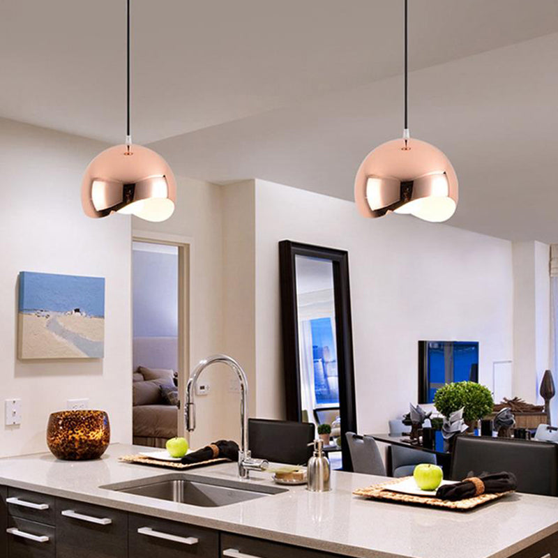 Modern Kitchen Pendant Light With Waveforms Dome Shade In Black/Chrome 8’/12’ Width