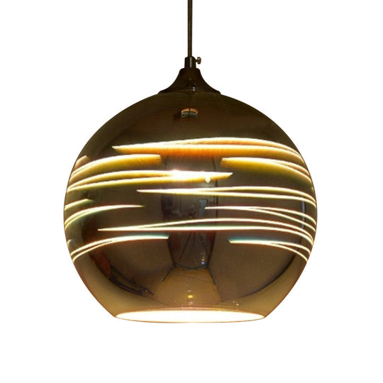 Contemporary Globe 3-D Glass Pendant Lamp - Chrome/Gold 1 Light Wide (6’/8’/10’)