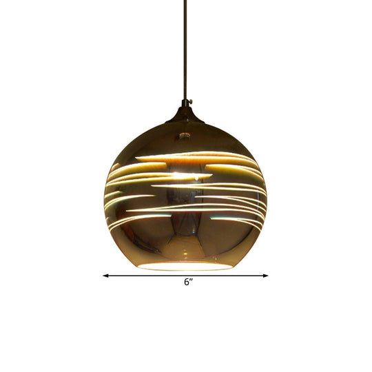 Contemporary Globe 3-D Glass Pendant Lamp - Chrome/Gold 1 Light Wide (6’/8’/10’)