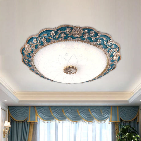 Modern Blue Crystal Led Flush Mount Ceiling Light For Bedroom 12/16/19.5 Wide / 12