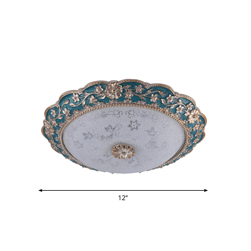 Modern Blue Crystal Led Flush Mount Ceiling Light For Bedroom 12’/16’/19.5’ Wide