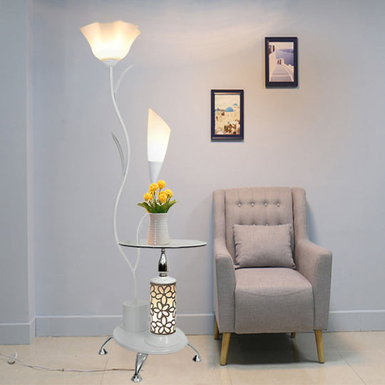 Rustic 2-Head Branch-Like Metallic Floor Lamp For Guest Room - Black/White