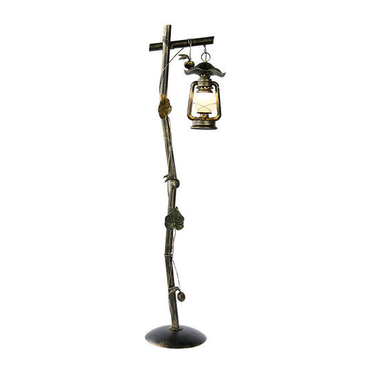 Classic Bronze Tree Shaped Floor Light With Oil Lamp Design For Study Room - 1-Light Metal Standing