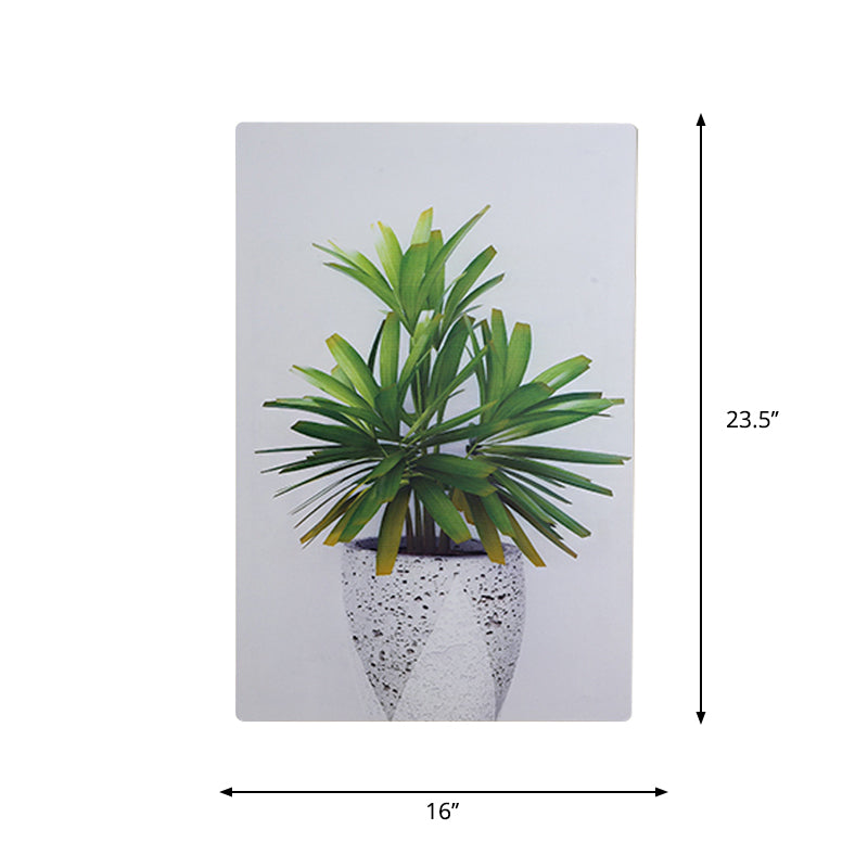 Leaf Pattern Led Wall Mural Lamp: Green & White Acrylic Lighting For Simplicity Style