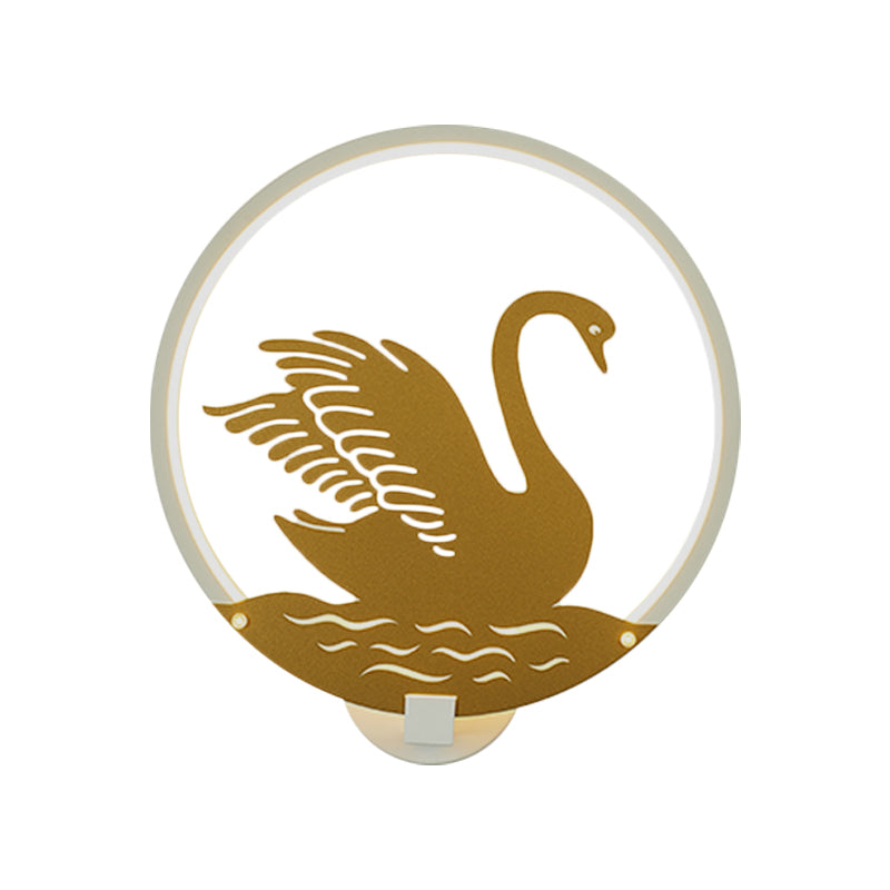 Minimalist Rounded Swan Mural Led Wall Light In Black/White Warm/White