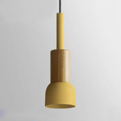 Modern Metal Pendant Light With White/Yellow/Green Dome/Cone/Barrel Shade Yellow / Barrel