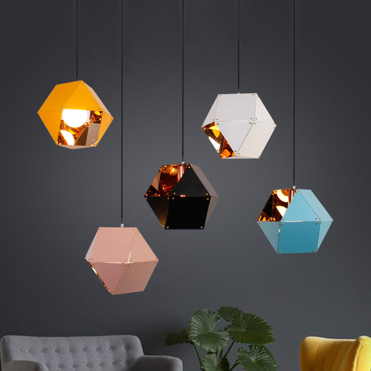 9.5’/12’ Gem Hanging Light Kit - Minimalist Metal Pendant Lamp In Black/White/Pink