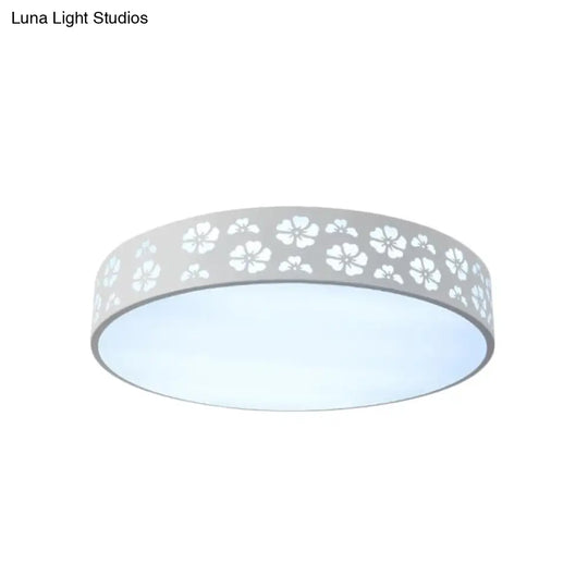12’/16’/19.5’ Carved Flower Flush Light Led Ceiling Lamp - Modern Metallic Design With Warm/White