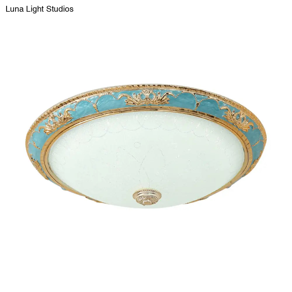 12’/16’/19.5’ Led Ceiling Mounted Light With Veined Glass Dome Shade - Farmhouse Balcony