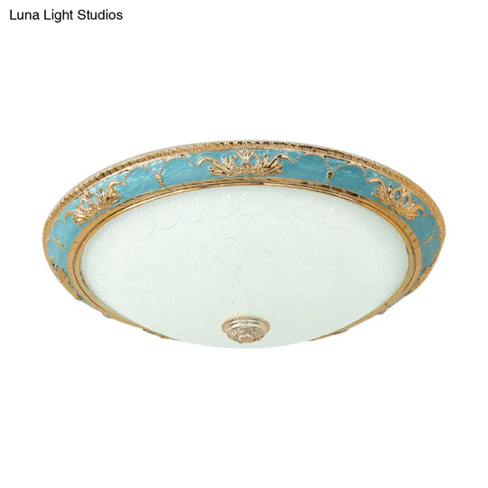 12’/16’/19.5’ Led Ceiling Mounted Light With Veined Glass Dome Shade - Farmhouse Balcony