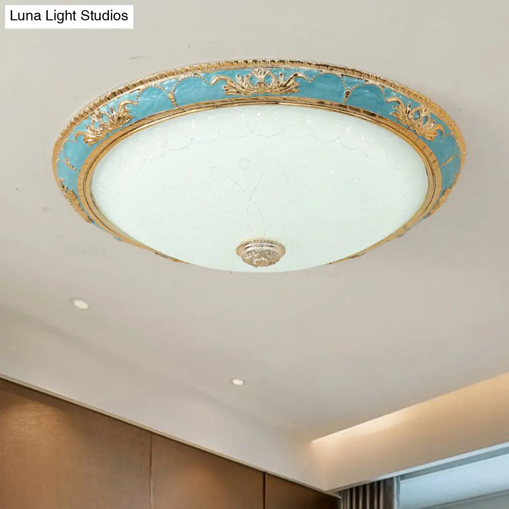 12’/16’/19.5’ Led Ceiling Mounted Light With Veined Glass Dome Shade - Farmhouse Balcony