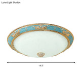 12’/16’/19.5’ Led Ceiling Mounted Light With Veined Glass Dome Shade - Farmhouse Balcony