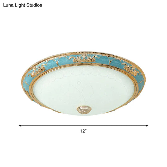 12’/16’/19.5’ Led Ceiling Mounted Light With Veined Glass Dome Shade - Farmhouse Balcony