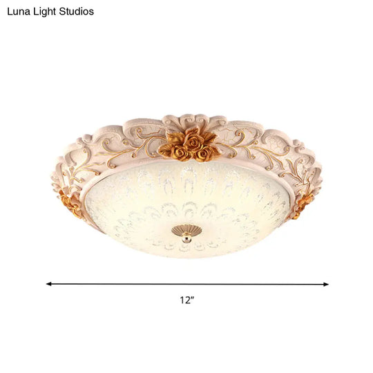 12’/16’/19.5’ Led Flush Mount Lighting With Opal Blown Glass Shade - White - Gold Retro Ceiling Lamp