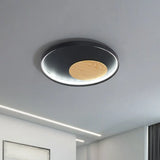 12/16/19.5 Simple Led Ceiling Flush Mount Light Fixture - Black/White Circular Design With Metallic