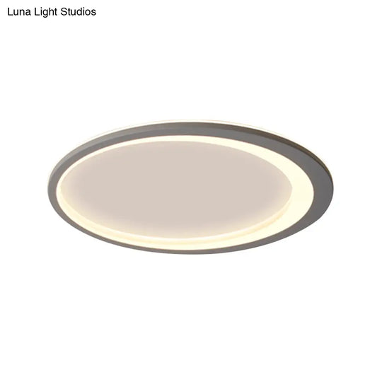 12’/16’/19.5’ W Grey Oval Ring Ceiling Light - Nordic Style Led Flush Mount Lamp In