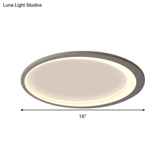 12/16/19.5 W Grey Oval Ring Ceiling Light - Nordic Style Led Flush Mount Lamp In Warm/White/3