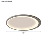 12’/16’/19.5’ W Grey Oval Ring Ceiling Light - Nordic Style Led Flush Mount Lamp In