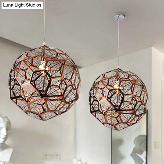 12’/16’/19.5’W Faceted Globe Pendant Light In Contemporary Rose Gold Finish / 12’