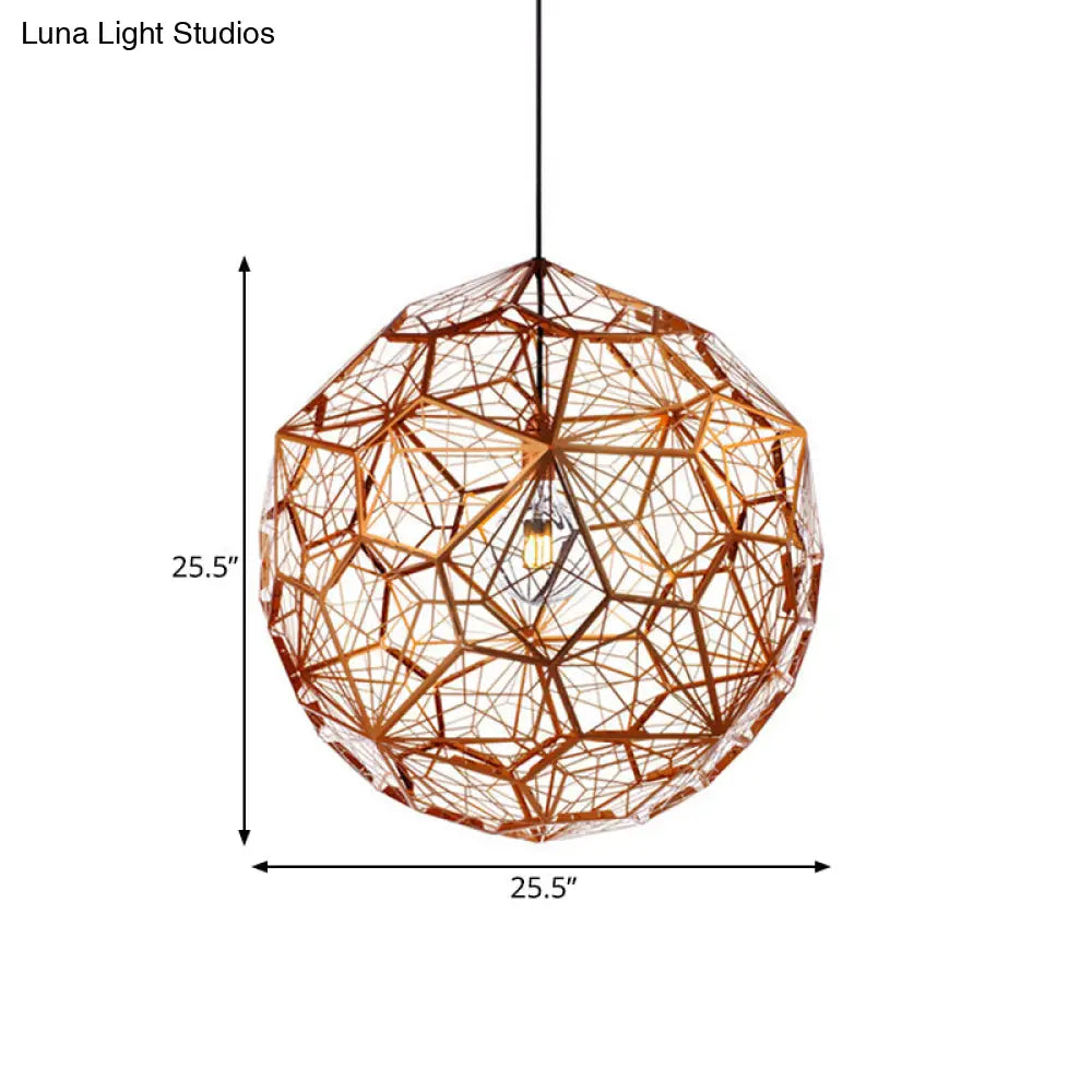 Faceted Globe Pendant Lighting - Rose Gold Contemporary Metal Ceiling Light (12/16/19.5W)