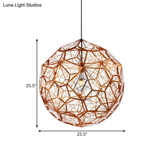 Faceted Globe Pendant Lighting - Rose Gold Contemporary Metal Ceiling Light (12/16/19.5W)