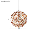 12’/16’/19.5’W Faceted Globe Pendant Light In Contemporary Rose Gold Finish