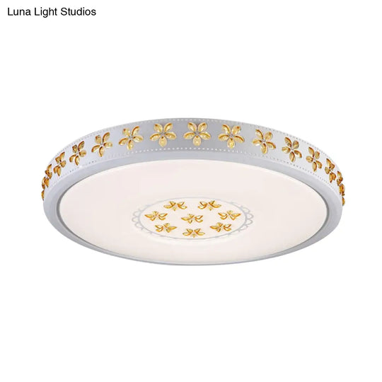 12’/16.5’/20.5’ White Flower Flush Mount Acrylic Led Living Room Light In White/3 Color