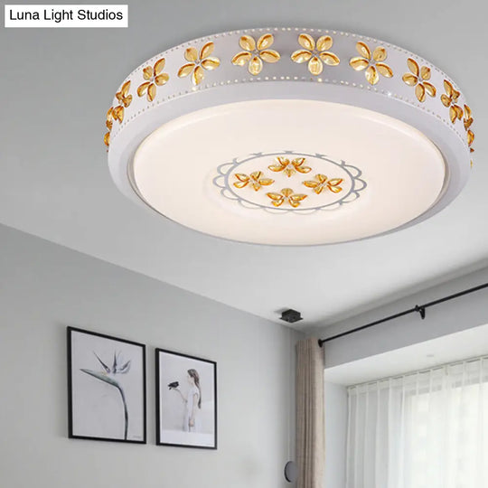12/16.5/20.5 White Flower Flush Mount Acrylic Led Living Room Light In White/3 Color Options/Fourth