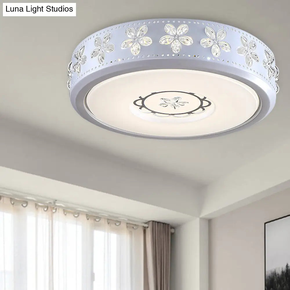 12/16.5/20.5 White Flower Flush Mount Acrylic Led Living Room Light In White/3 Color Options/Fourth