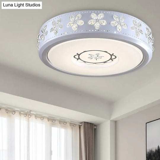 12/16.5/20.5 White Flower Flush Mount Acrylic Led Living Room Light In White/3 Color Options/Fourth