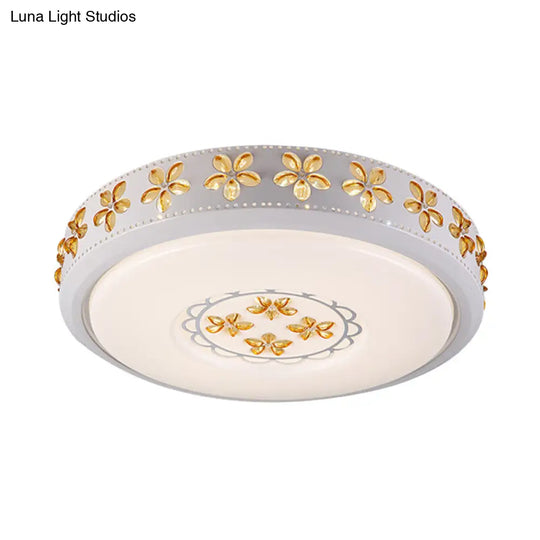 12/16.5/20.5 White Flower Flush Mount Acrylic Led Living Room Light In White/3 Color Options/Fourth