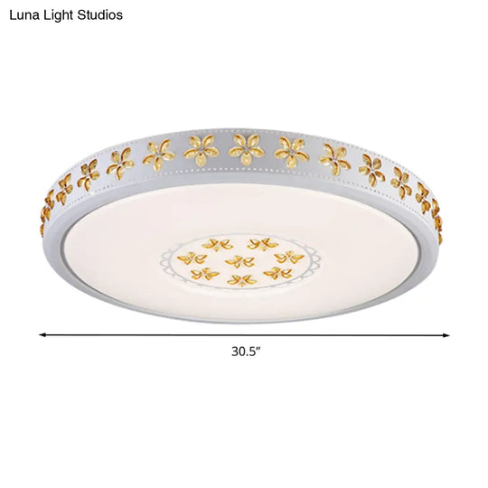 12’/16.5’/20.5’ White Flower Flush Mount Acrylic Led Living Room Light In White/3 Color
