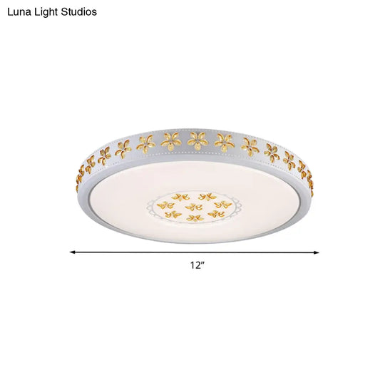 12’/16.5’/20.5’ White Flower Flush Mount Acrylic Led Living Room Light In White/3 Color