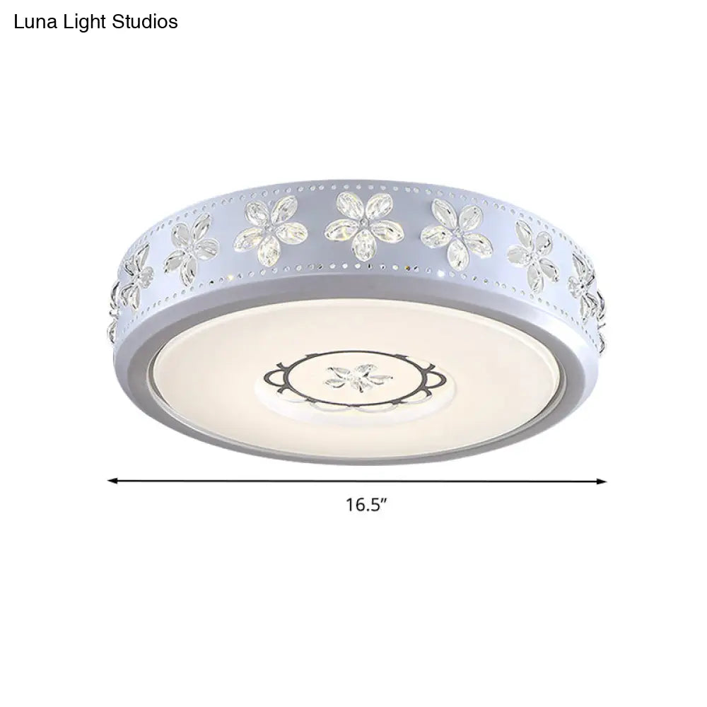 12’/16.5’/20.5’ White Flower Flush Mount Acrylic Led Living Room Light In White/3 Color