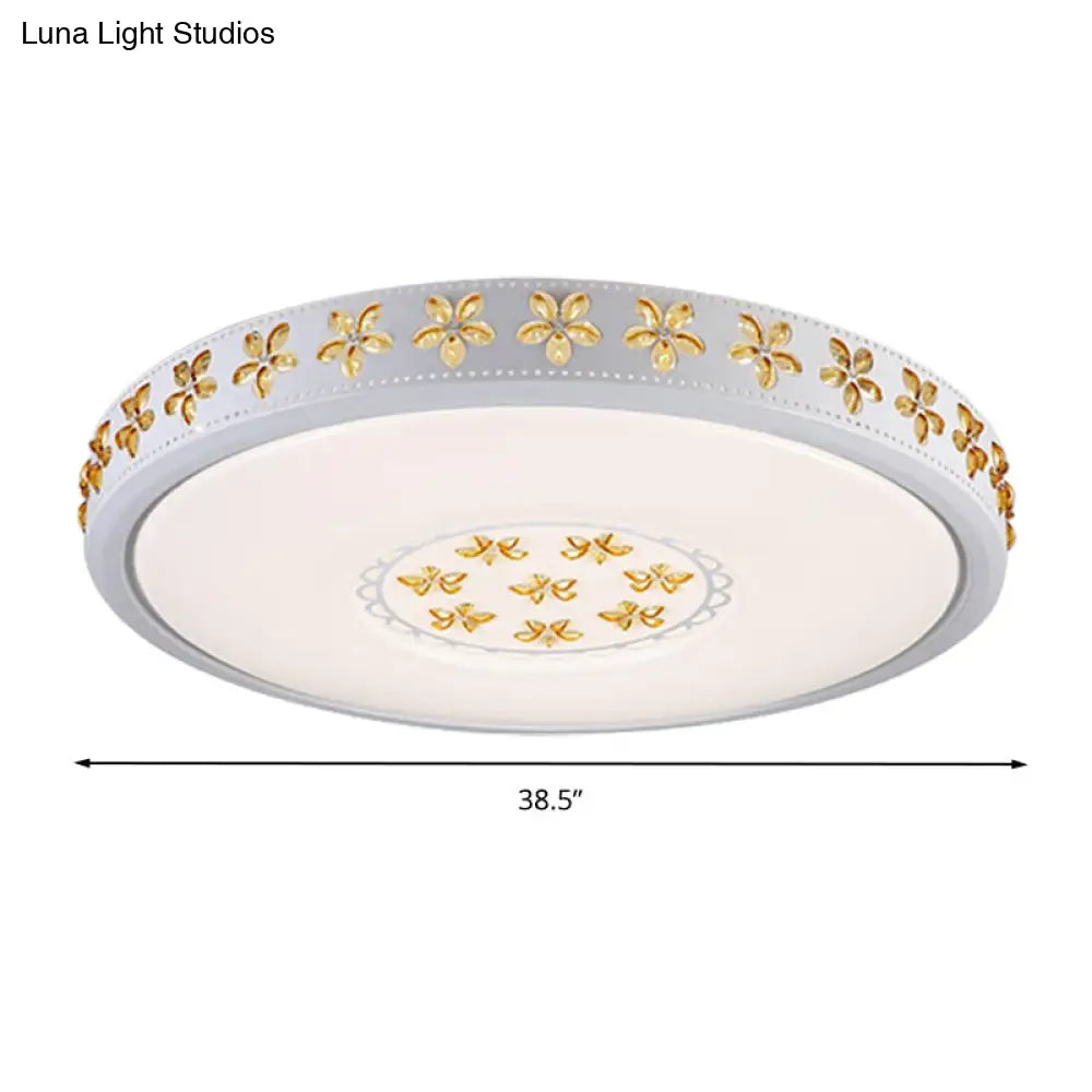 12/16.5/20.5 White Flower Flush Mount Acrylic Led Living Room Light In White/3 Color Options/Fourth