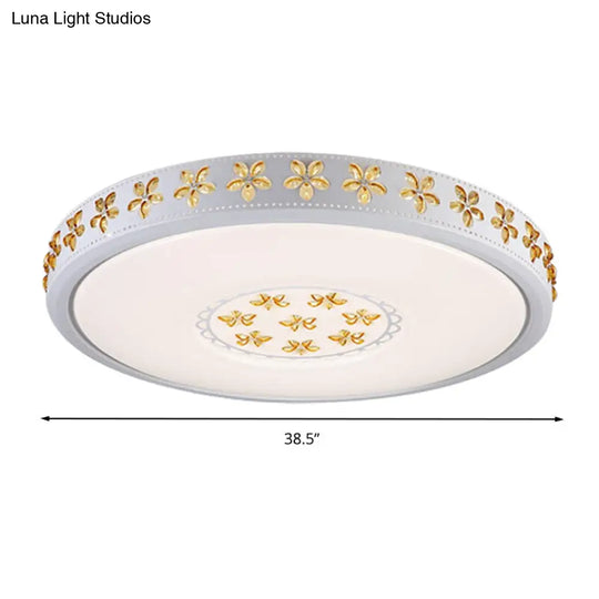 12/16.5/20.5 White Flower Flush Mount Acrylic Led Living Room Light In White/3 Color Options/Fourth