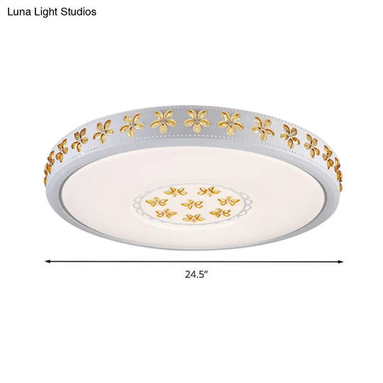 12/16.5/20.5 White Flower Flush Mount Acrylic Led Living Room Light In White/3 Color Options/Fourth