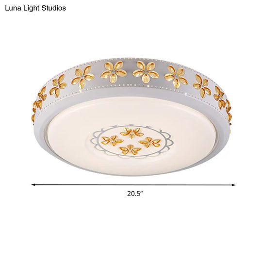 12/16.5/20.5 White Flower Flush Mount Acrylic Led Living Room Light In White/3 Color Options/Fourth