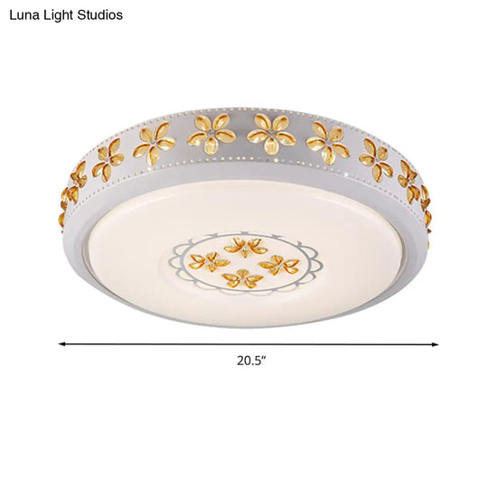 12’/16.5’/20.5’ White Flower Flush Mount Acrylic Led Living Room Light In White/3 Color