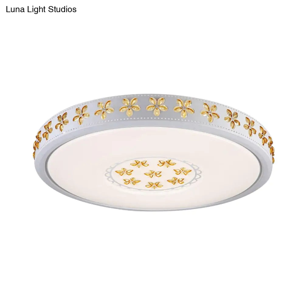 12’/16.5’/20.5’ White Flower Flush Mount Acrylic Led Living Room Light In White/3 Color